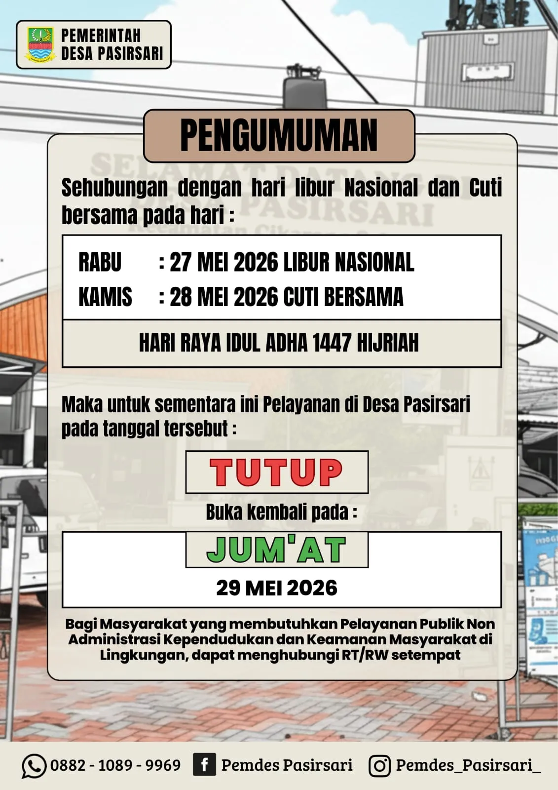 PENGUMUMAN LIBUR IDUL ADHA 